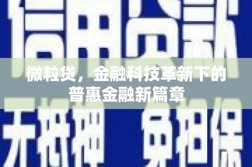 华宁微粒贷，金融科技革新下的普惠金融新篇章