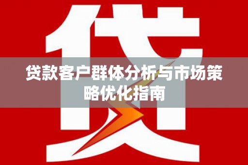 华宁贷款客户群体分析与市场策略优化指南